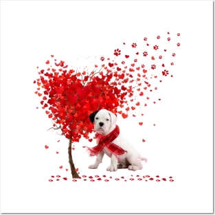 Happy Valentine's Day Heart Tree Love White Boxer Posters and Art